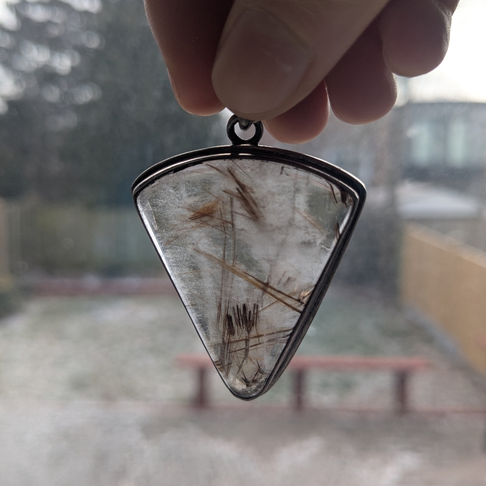 Rutilated Quartz Vintage silver Pendant